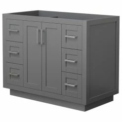 Best Sale 🧨 Wyndham Collection Miranda 42" Dark Gray Single Vanity, No Top, No Sink, Nickel Trim 🛒