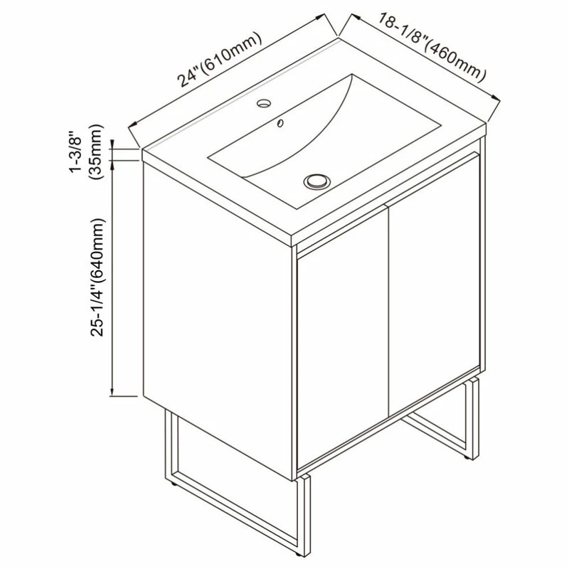 Buy 🥰 Dowell K&B Supplies Dello 24" Single Bathroom Vanity Set With Rectangle Legs, Black 🛒 - Image 5