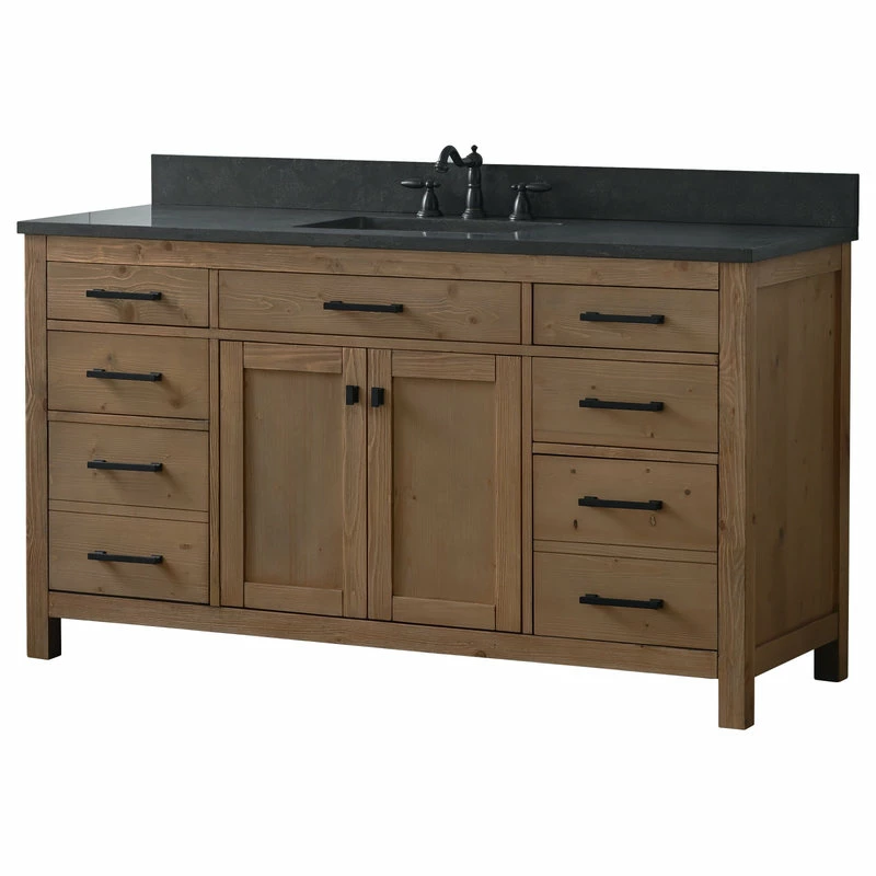 Promo 😉 Sudio Design Jasper 60" Single Bathroom Vanity, Textured Natural, Blue Limestone 😉 - Image 2