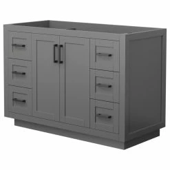 Best deal 👍 Wyndham Collection Miranda 48" Dark Gray Single Vanity, No Top, No Sink, Black Trim 👍