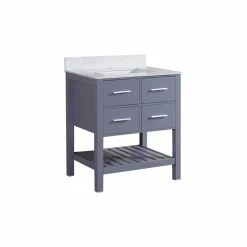 Coupon 🔥 A Touch Of Design 30" Gray Bathroom Vanity With Marble Top And Backsplash, 3 Hole Sink Top 🛒