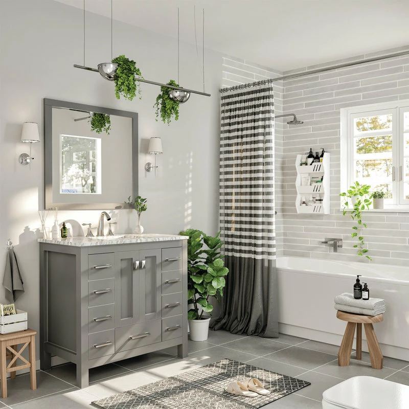 Coupon ๐ Eviva LLC Eviva Hampton 36 Inch Gray Transitional Bathroom Vanity With White Carrara Count ๐ฅ - Image 3