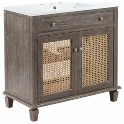 New 🎉 Modway Lilo Bathroom Vanity, Gray White Finish EEI-5111-GRY-WHI 🤩