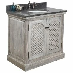 Deals 🎉 InFurniture Inc., Rustic Fir Sink Vanity, Gray, Driftwood With Limestone Top, 30" 👍