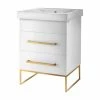 Discount 🥰 Fine Fixtures Modern Vanity Set, White, 24", Satin Brass Hardware 😀
