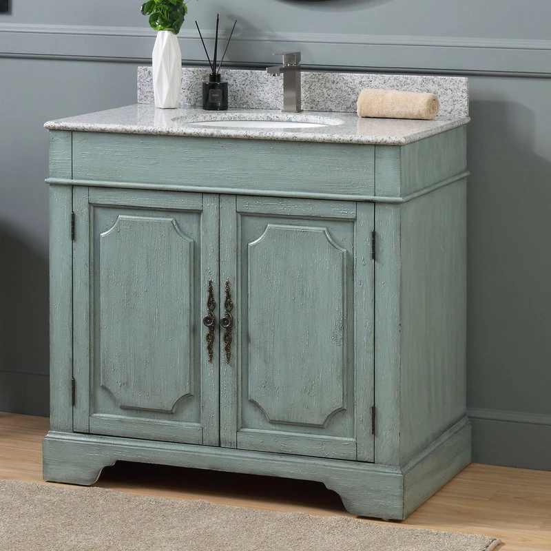 New ๐ Chans Furniture 36" Litchfield Silver Blue Rustic Bath Vanity ๐ - Image 2