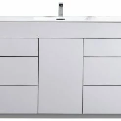 Budget 🛒 KUBEBATH Milano 48" Single Sink Modern Bathroom Vanity, Gloss White 🌟