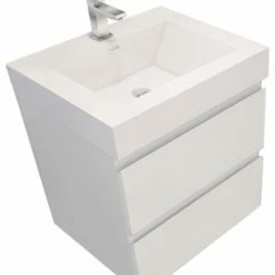 Buy ⭐ Bathroom Vanity Wholesale INC. 24" Wall Mount Vanity With Reinforced Acrylic Sink, High Gloss White ✨